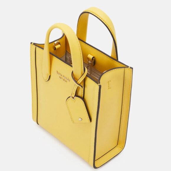 Kate Spade Mini Manhattan Tote Crossbody Yellow Leather Shoulder Bag Small - Picture 9 of 10